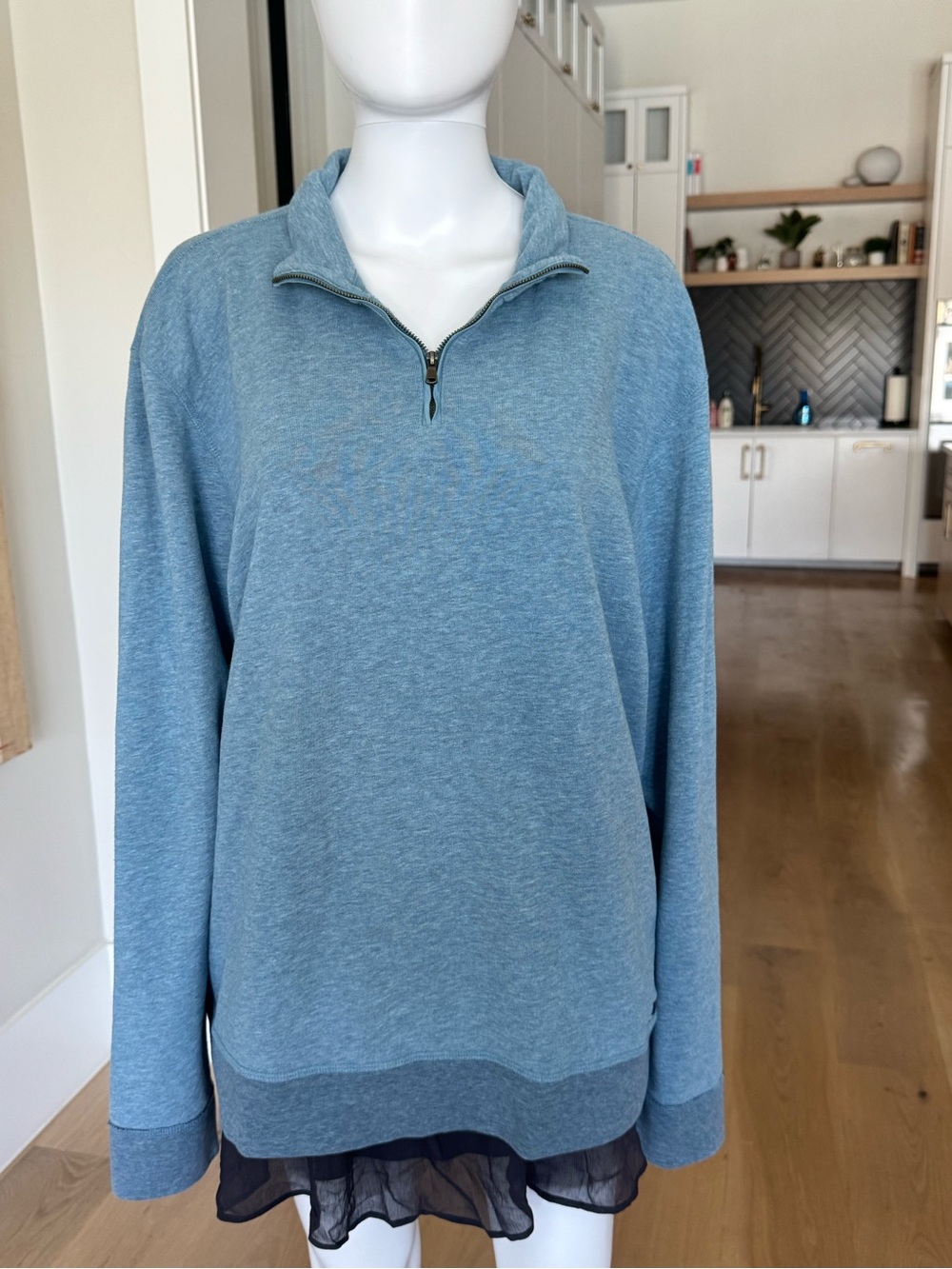 Faherty Men's Light Blue Quarter-Zip Sweater